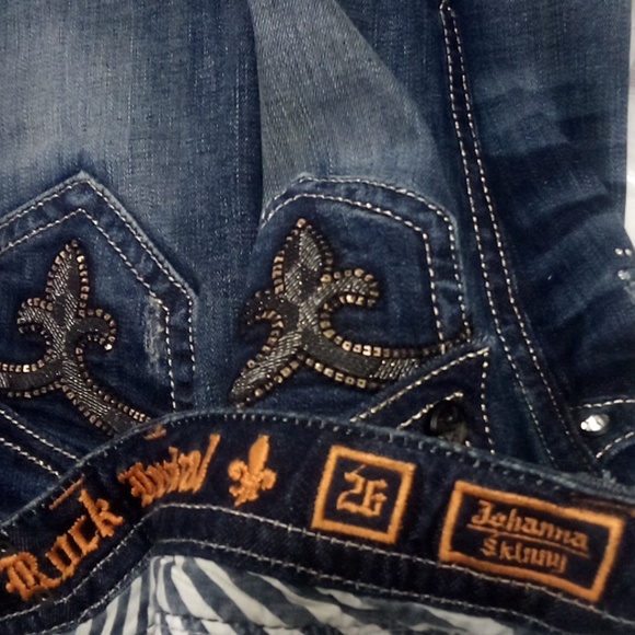 Rock Revival NWOT Women's 26 Skinny Johanna Bejeweled Rhinestones Distressed - Picture 7 of 13